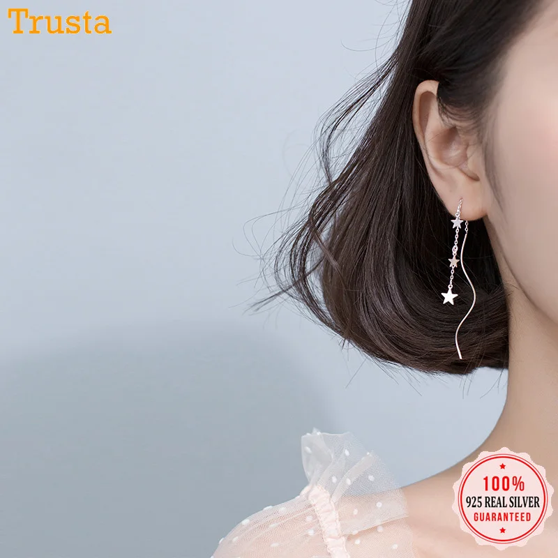 Серьги подвески из серебра 925 пробы со звездами|Серьги-подвески| |