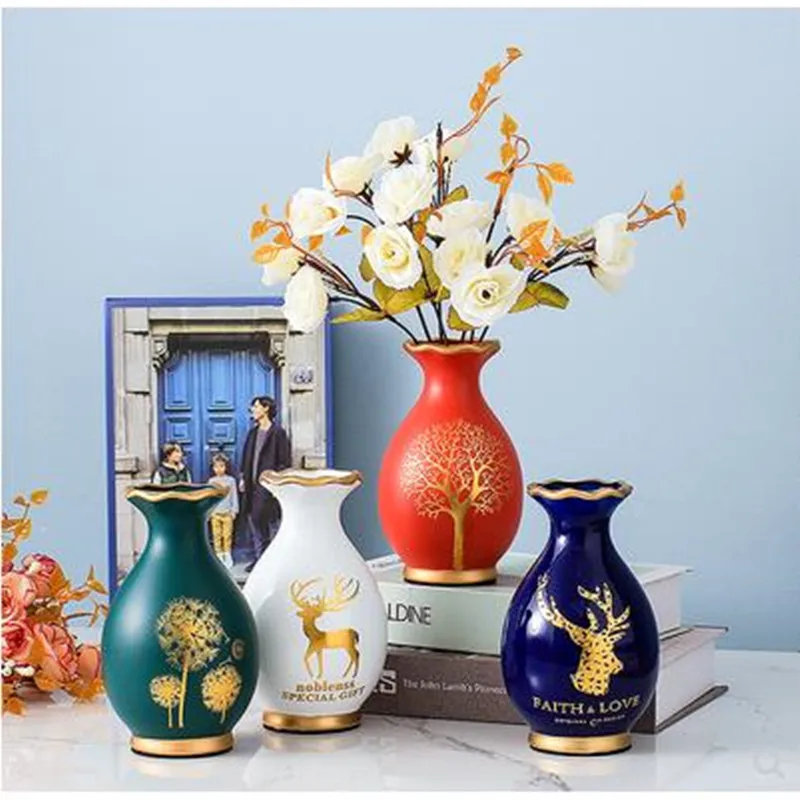 

Креативная керамическая ваза в скандинавском стиле с узором лося, домашняя гостиная, обеденный стол, Настольная Цветочная композиция, деко...