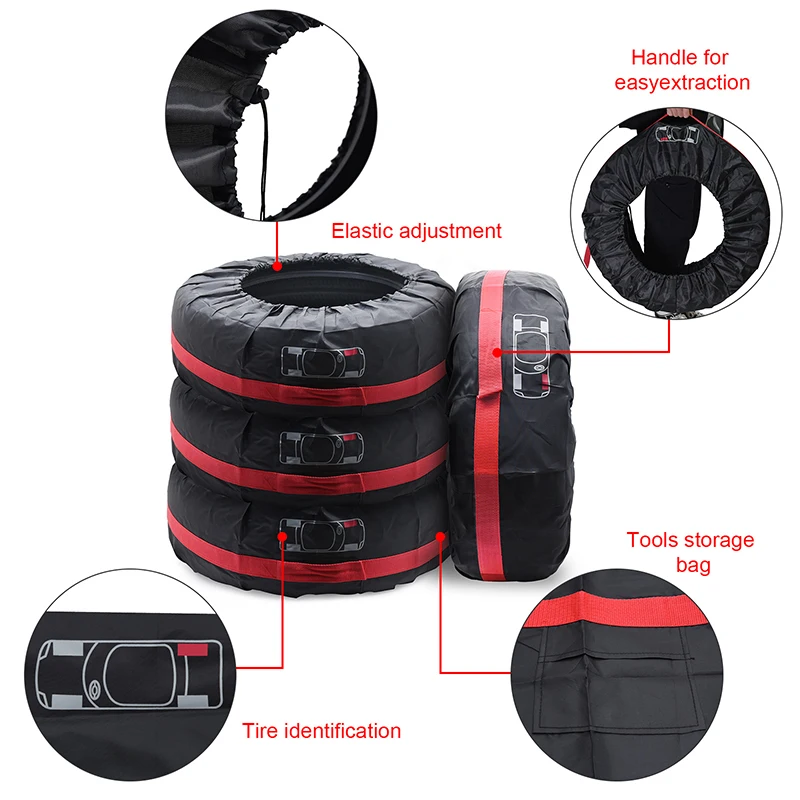 

1/4PCS Car Spare Tire Cover Case Polyester Auto Wheel Tires Storage Bags Vehicle Tyre Accessories Dust-proof Protector Styling