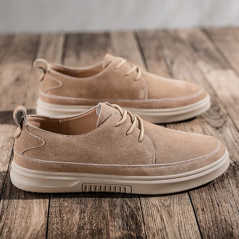 

Spring Autumn New Men Shoes Youth Fashion Casual Non-slip Outdoor Suede Leather Sneakers Male Casual Footwear Fashion Man Flats