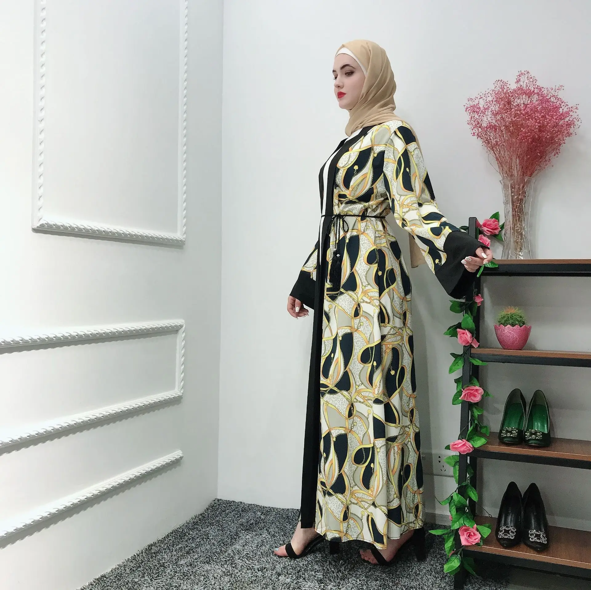 Abaya/мусульманское летнее освежающее модное элегантное платье с принтом|Женские
