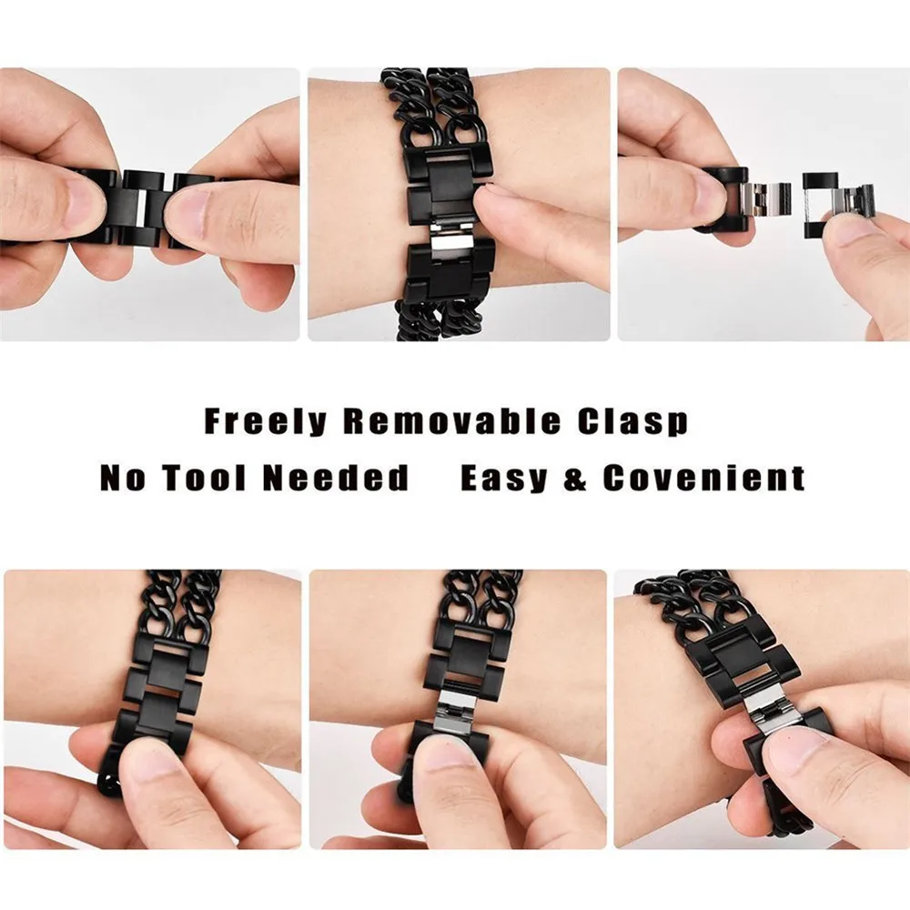 

Fashion Cowboy Chains Watchband Stainless Steel Replacement Bracelet Band For Apple Watch Series 5/4/3/2/1 38/40mm,42/44mm