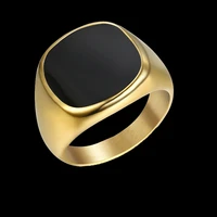 fashion mens women gold round enamel rings for men 316 stainless steel golden signet rings jewelry gifts