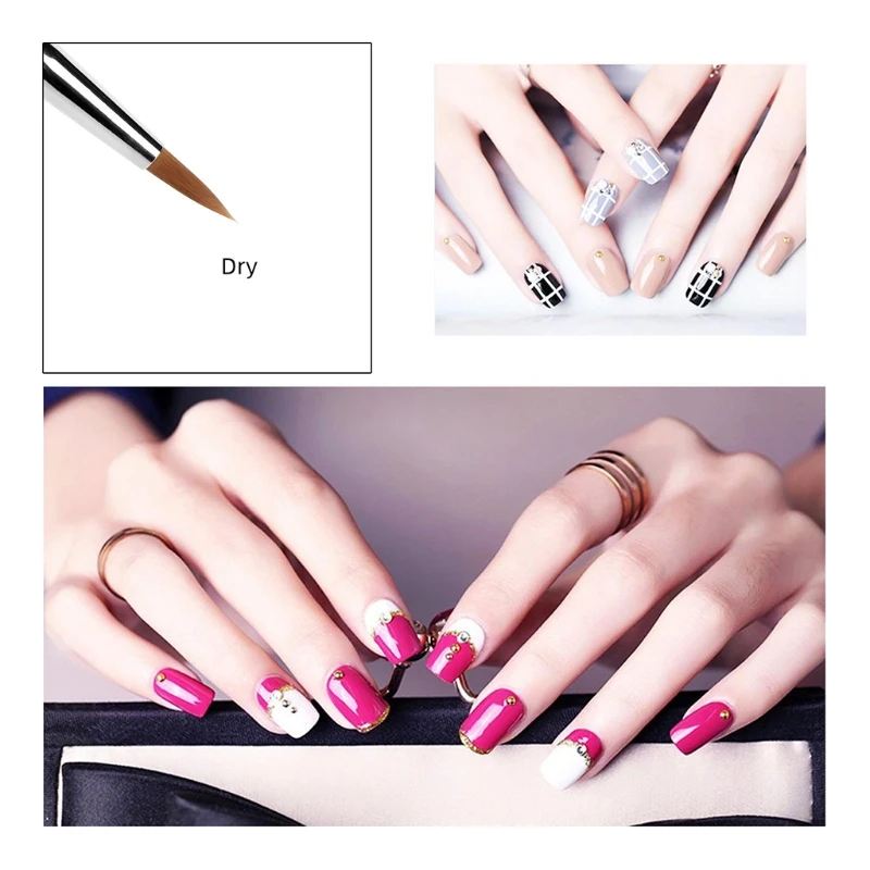 

Nail Art Brush Nail Liner Brush Clear Acrylic Handle Nail Detail Drawing Tools Nylon Hair Full Of Liquid And Shiny Color