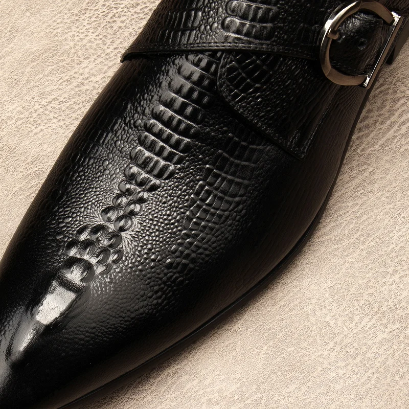 Роскошные туфли на ремешке Обувь для мужчин Один пряжки из натуральной кожи