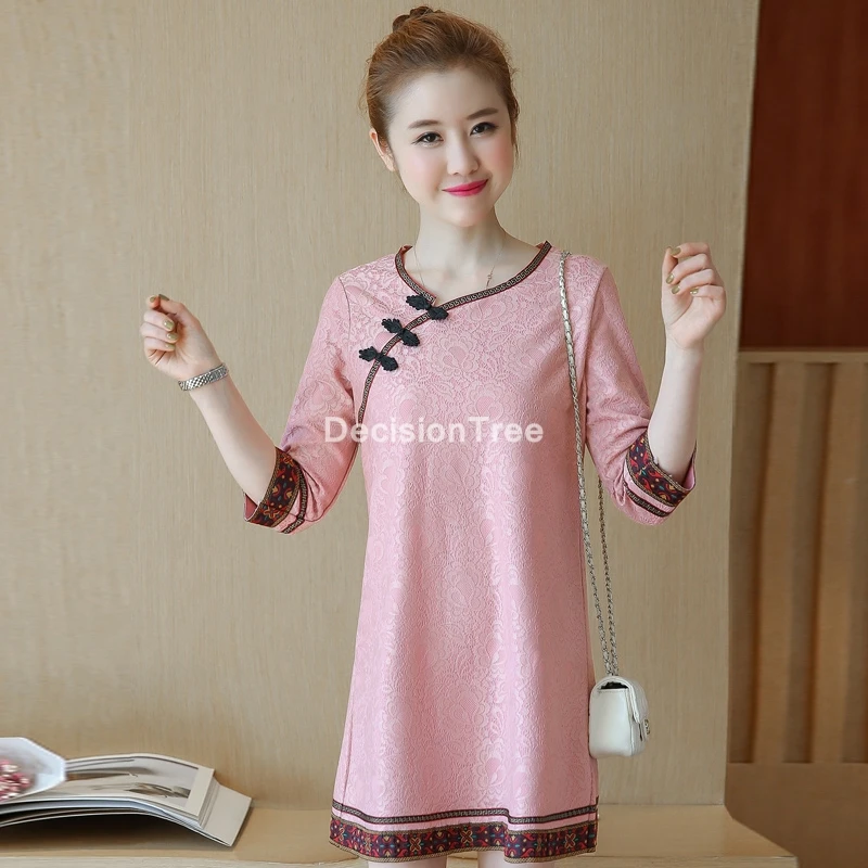 Женское винтажное платье Ципао из хлопка и льна традиционное элегантное