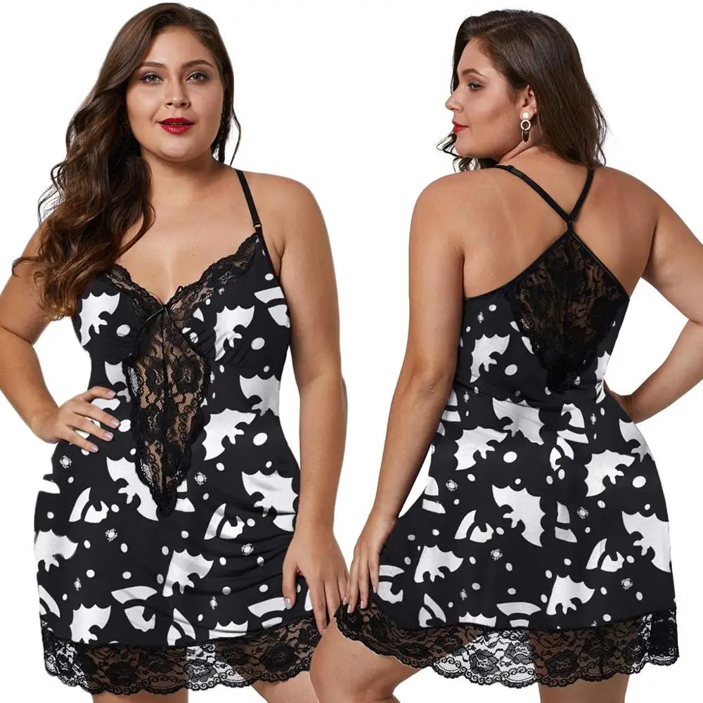 Sexy Women Lace Lingerie Deep V-Neck Sleepwear Nightdress Femme Sex Underwear Mujer Dress With G-string Plus Size Sleep Tops | Женская