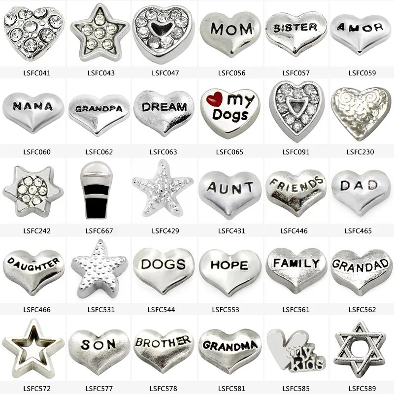 10 шт.! Плавающие Медальоны в форме сердца и звезды плавающие медальоны из сплава