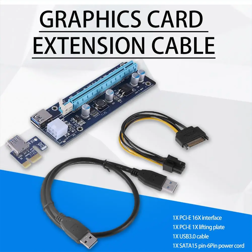 

Адаптер райзерной карты для ноутбука, смартфона, расширения, синий PCI-E Express, 1x до 16x, расширитель для майнинга биткойнов