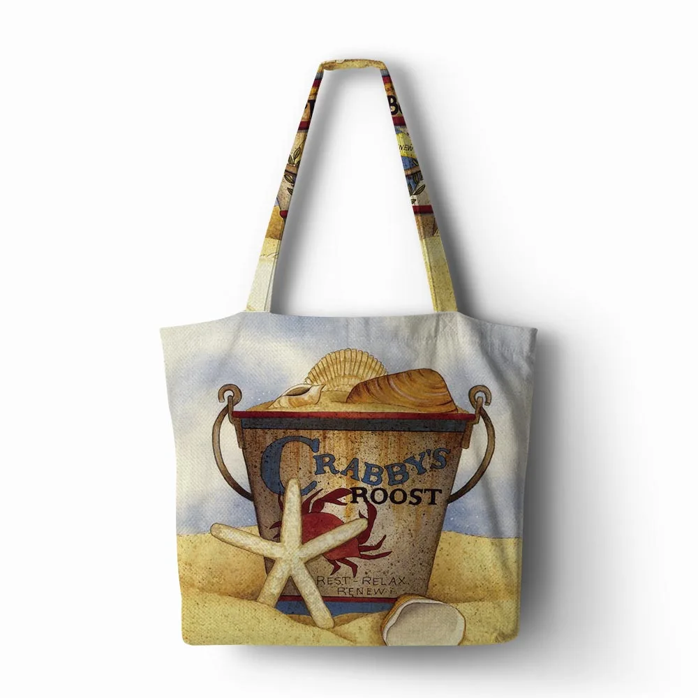 

Женская льняная Сумка-тоут с принтом морских звезд