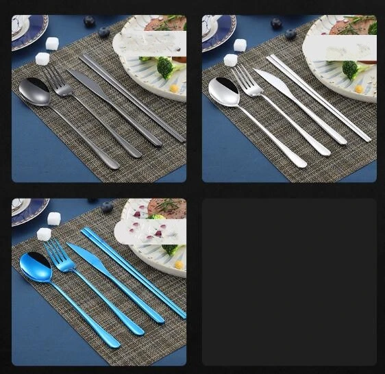 Набор столовых приборов из нержавеющей стали с длинной ручкой корейский стиль