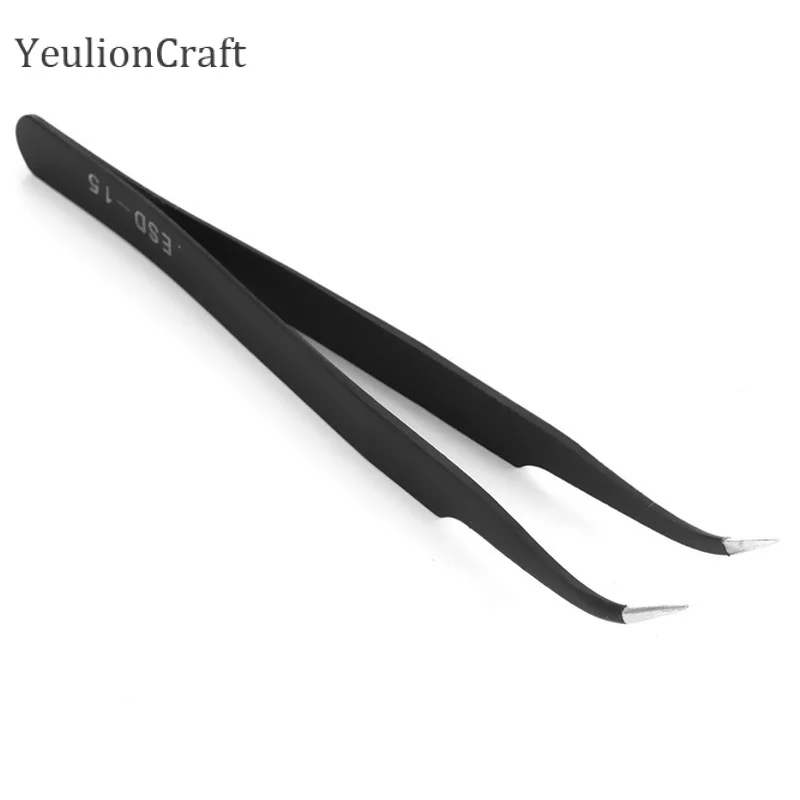 Chzimade 6Pcs Anti-static ESD Stainless Steel Tweezers Cutting Dies Tools Industrial Precision Curved Straight | Дом и сад