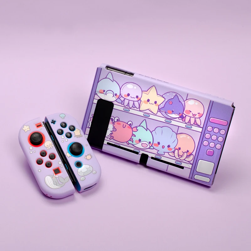 

Marine Life Switch Protective Shell Purple TPU Soft Cover Housing NS Game Joycon Controller Case For Nintendo Switch Accessories