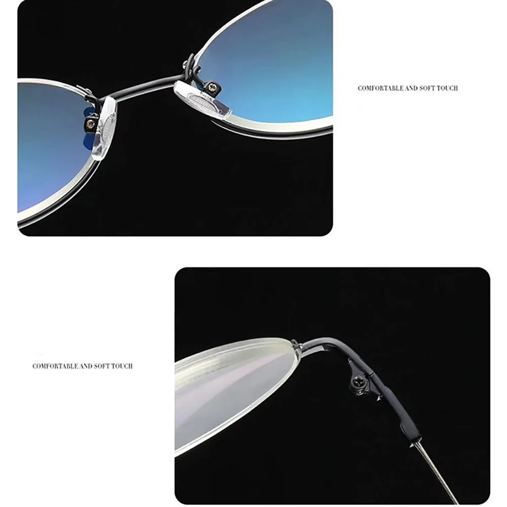 Kann Blume Oval Design Anti-Blau Licht Lesebrille Retro Runde Presbyopie Brillen Halb Rahmen Hyperopie Brillen Unisex + 3,5 – Detail 7