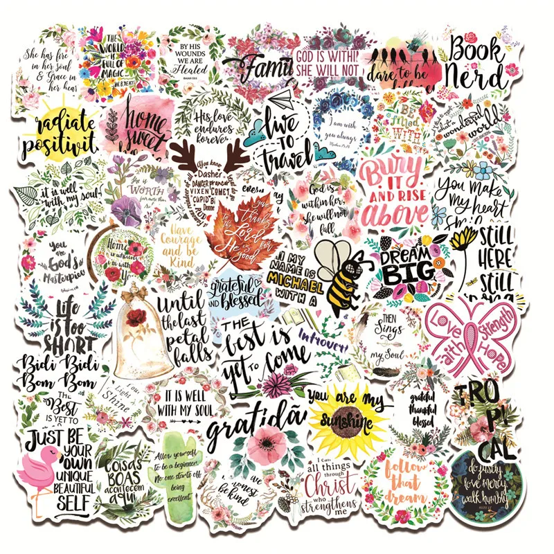 Pegatina motivacional de colores para ni&ntilde;os, calcoman&iacute;as con frases de vida inspiradoras, DIY, para sala de estudio, &aacute;lbum de recortes, 50 Uds.-3