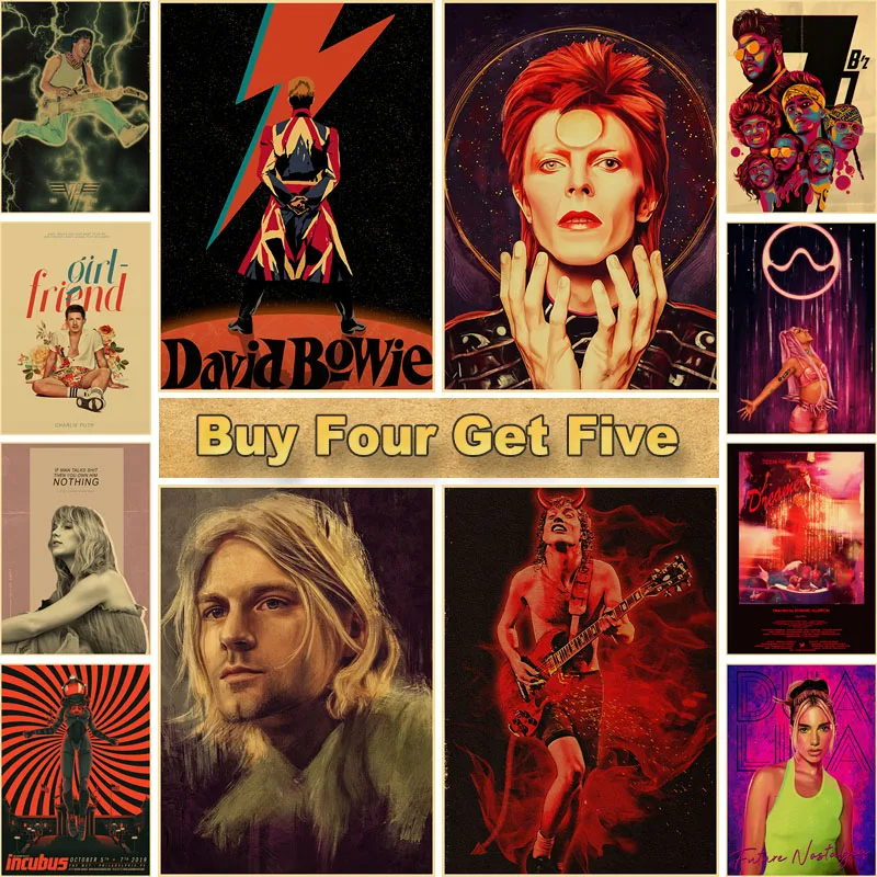 

Famous Singer Vintage Posters Kraft Paper Poster Wall Sticker Wall Art Picture Living Room Study Home Bar Decor Fans Collection