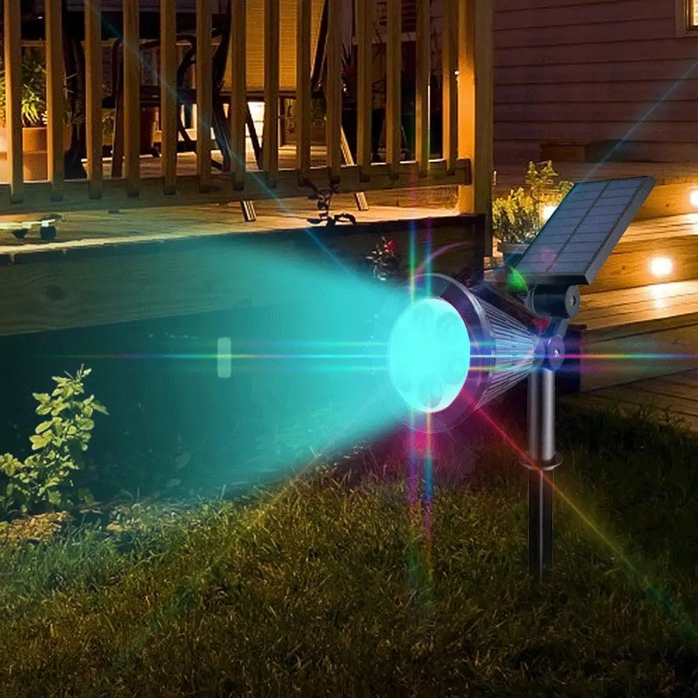 

7 LED Solar Lawn Lamp IP65 Waterproof Spike Light Control Inserting Floor Outdoor Garden Yard Light Path Landscape Spotlight RGB