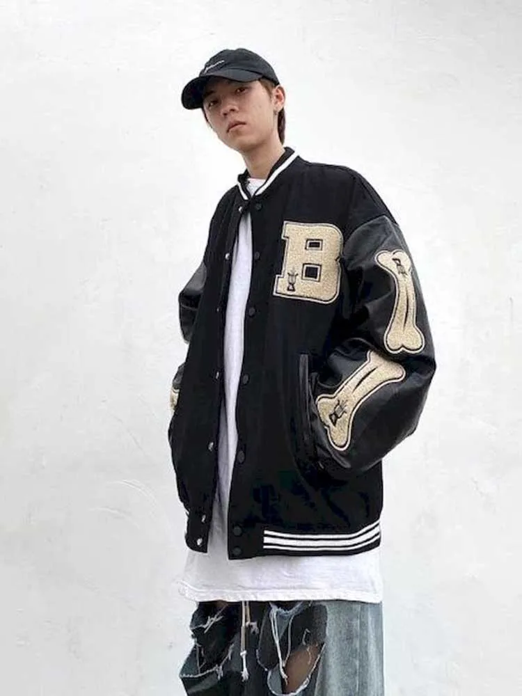 

Baseball Clothes Women Jacket Men High Street Jacket Autumn National Trend Hip-hop Woolen Baseball Uniform Loose Street Jacket