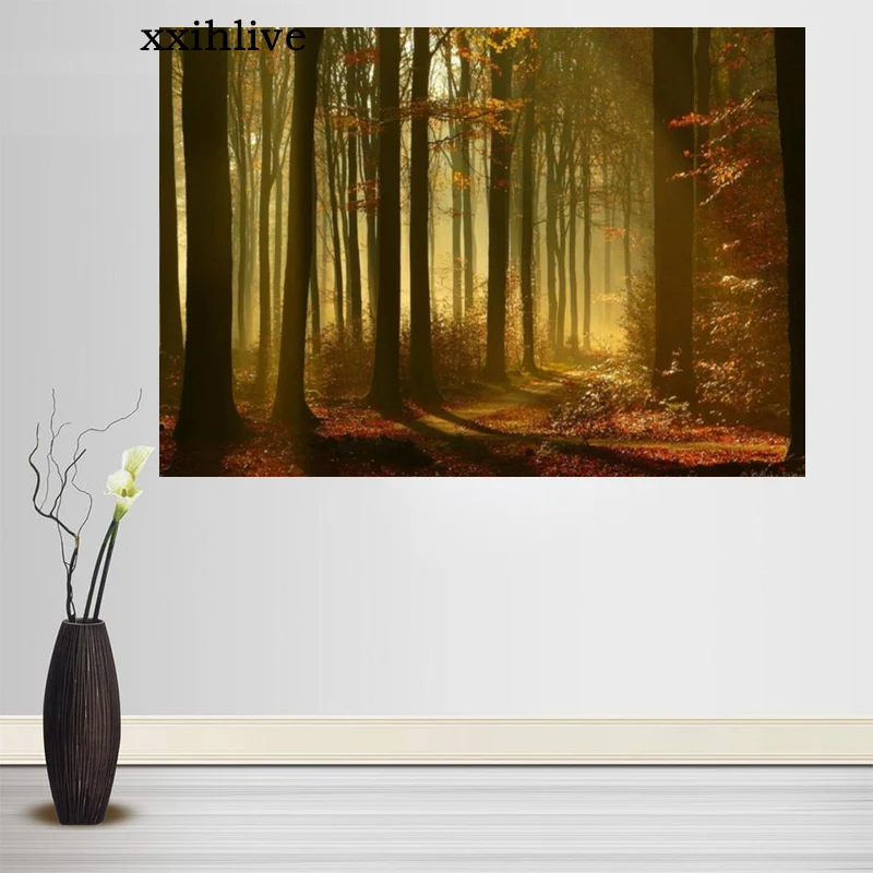 

Custom Nature Primeval Forest Posters Art Silk Canvas Poster Bar Room Decoration Painting Home Decor 27x40cm,30x45cm,40x60cm