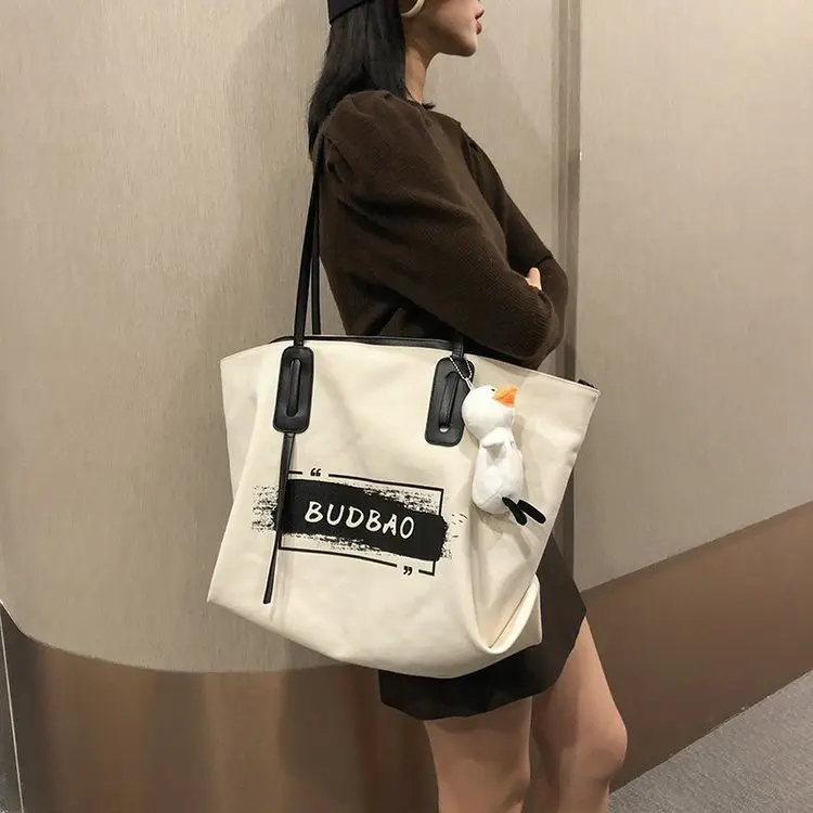

Simple Print Women Shopping Handbag Ladies Casual Shoulder Bag Cloth Student Tote Bag