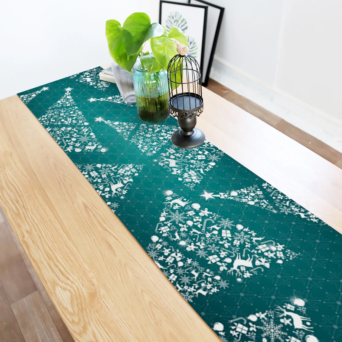 Зеленые рождественские украшения с принтом Счастливого Рождества для дома