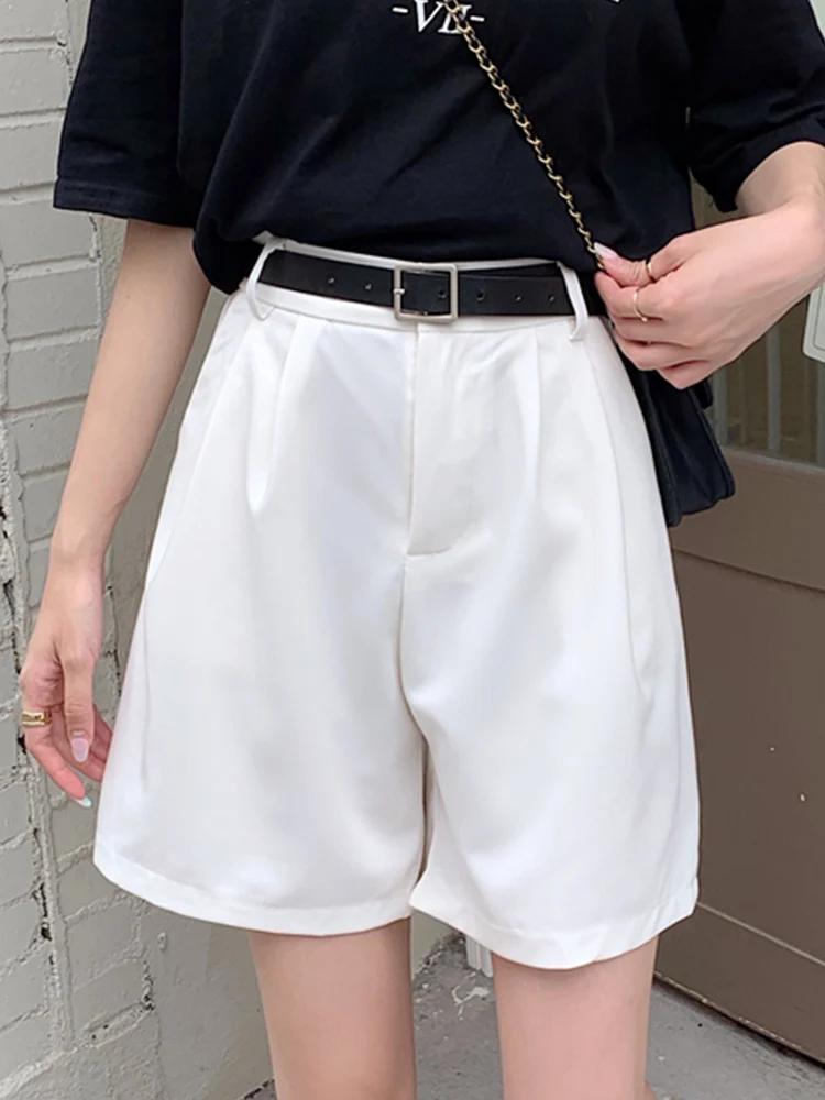 

Suit Shorts Women's Summer Thin Section Drape Loose and Versatile High Waist Five-Point Wide-Leg Casual Straight-Leg Pants
