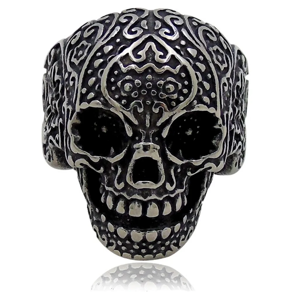 

European and American retro men's party holiday gifts ferroalloy Gothic style fashion hipster skull ring exaggerated animal ring