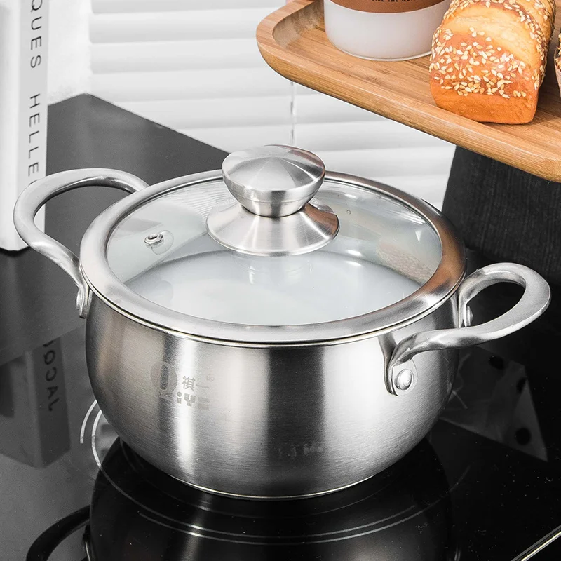 304 Stainless Steel Household Soup Pot Thickened Pots Stew Cooker Porridge Induction Gas Single Layer 2 | Дом и сад
