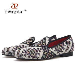 PiergitarНовинка; Смешанные цвета для мужчин; Лоферы в этническом стиле; Мужская повседневная обувь в клетку; Вечерние мужские шлепанцы для курения; Мужская обувь на плоской подошве размера плюс
