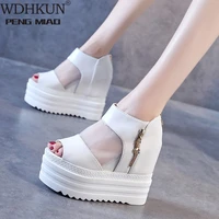 european wedges with high heeled sandals muffin thick bottom fish mouth shoes new internal increase womens shoes cool boots