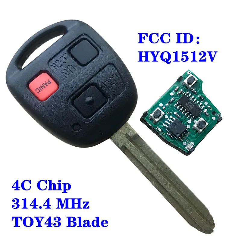 Дистанционный ключ для Toyota Land Cruiser 2003 2007 315 МГц HYQ1512V транспондер 4C Chip TOY43 Blade|Ключ от