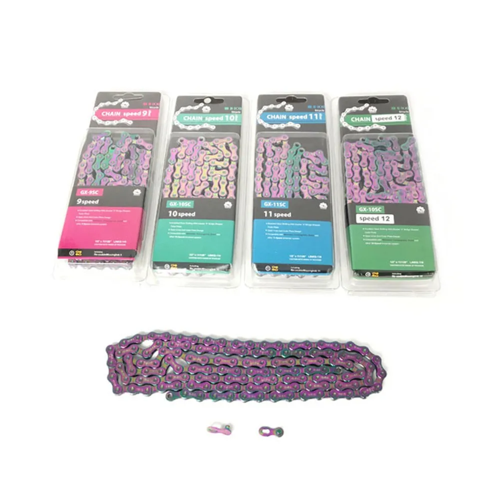 

9 10 11 12 Speed Bicycle Chains 116 Knots Colorful Electroplating Mountain Road Bike Chain Parts Cycling Bike Accessories