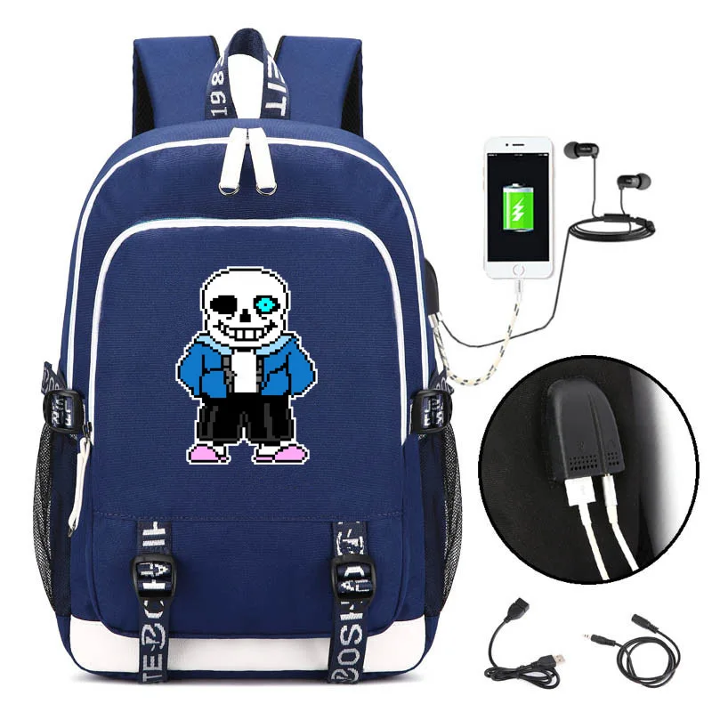 Школьный ранец Undertale Cos с USB разъемом крутой рюкзак для косплея рисунком скелета