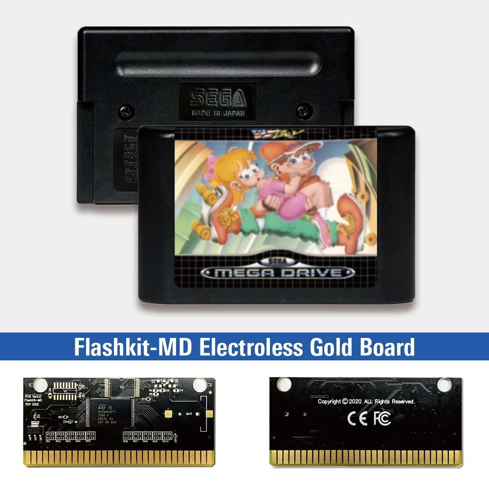 

DJ Boy - EUR Label Flashkit MD Electroless Gold PCB Card for Sega Genesis Megadrive Video Game Console