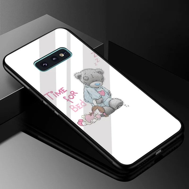 Desxz Стекло ТПУ c милыми мишками Тедди чехол КРЫШКА ДЛЯ samsung Galaxy S7 край S8 S9 Plus Note 8 9 S10