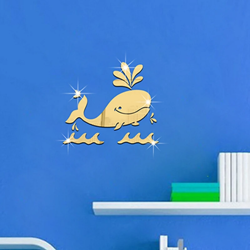 Акриловые милые настенные наклейки с 3d эффектом Кита для детской комнаты