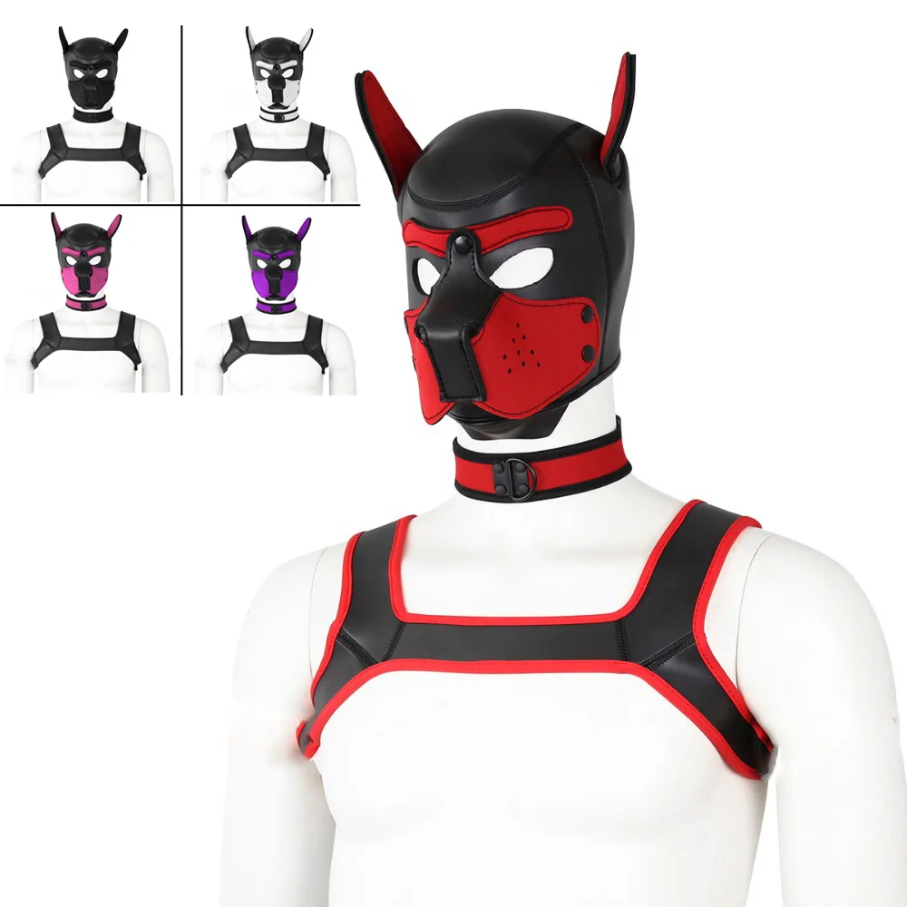 Щенок играть собака капюшон маска садо Для Мужчин's ремешок для крепления на