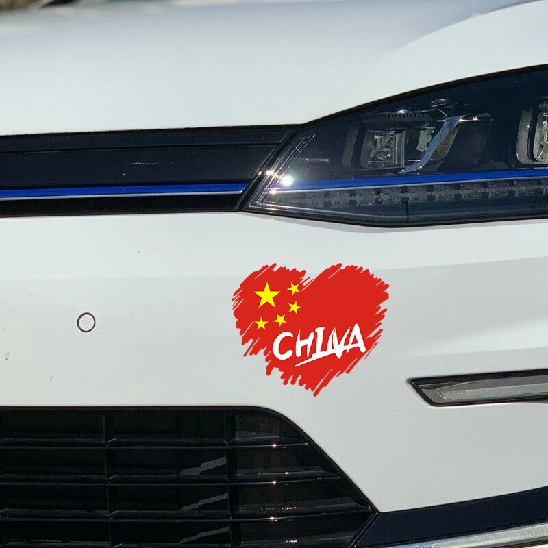 

HotMeiNi горячая Распродажа, Виниловая наклейка Love с китайским флагом, сердечком, Стайлинг автомобиля, наклейки для украшения бампера на окна, а...
