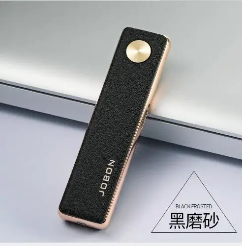Jobon USB Зажигалка, ультра тонкая ветрозащитная металлическая зажигалка, Электронная зажигалка подарочная упаковка - Цвет: matte black