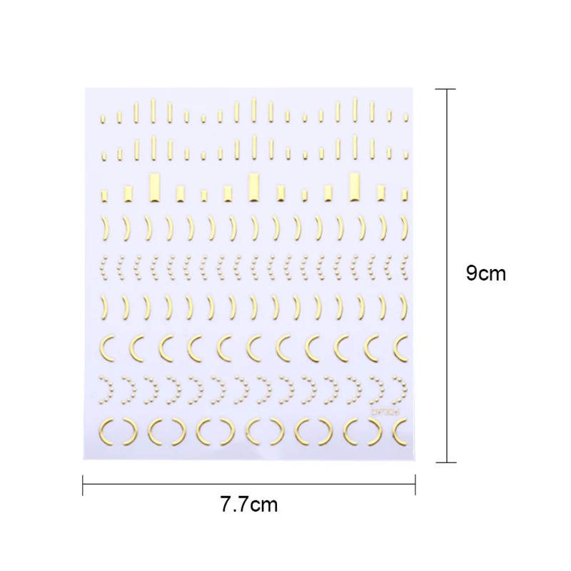 3D наклейки для ногтей Геометрическая Золотая Луна Звезда волна линия