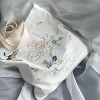 custom tote bag shopping floral butterfly embroidery chrysanthemum white hasp unisex fashion travel canvas shopping bags