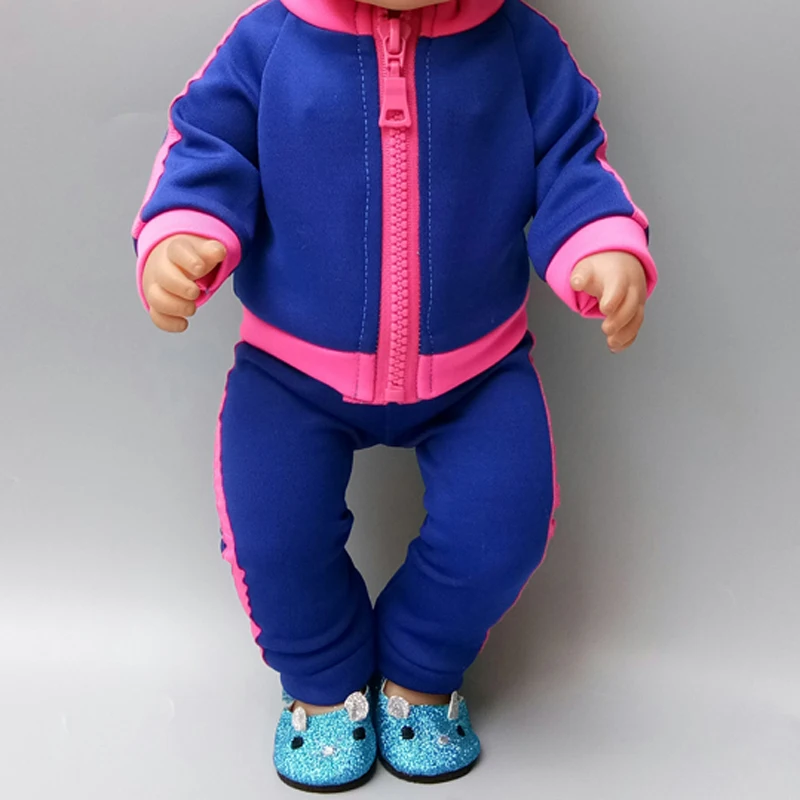 

43cm Baby Doll Clothes silver blue fur coat 18 Inch girl Doll jacket stocks tights Baby Girl Christmas Gift