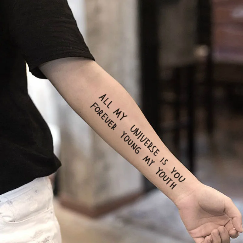 

1Sheet Temporary Tattoo Sticker Black Devil Doesn't Sleep English Letters Waterproof Tatoo Fake Tattoo Neck Wrist For Woman Men