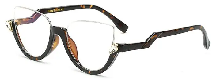 

Vintage Half Frame Cat Eye Sunglasses Clear Lens Rhinestone Decoration Classic Sun Glasses Luxury Brand Designer Sexy Shades