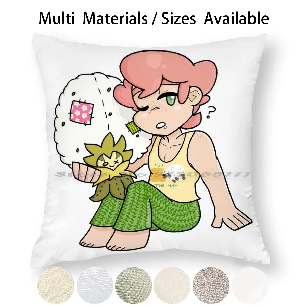 Sleepy Milo With Eldegoss Plushie Pillow Case Throw Cover Cotton Linen Flax Sword And Shield Gym Leader |
