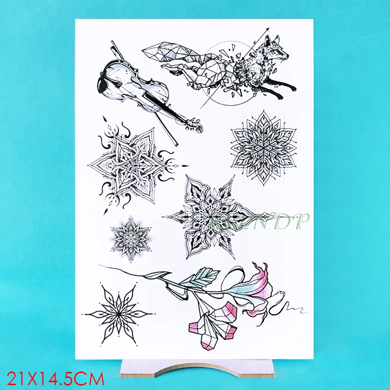 

Waterproof Temporary Tattoo Sticker Fox Lotus Mandala fake tatto flash tatoo tatouage temporaire body art for women girl men