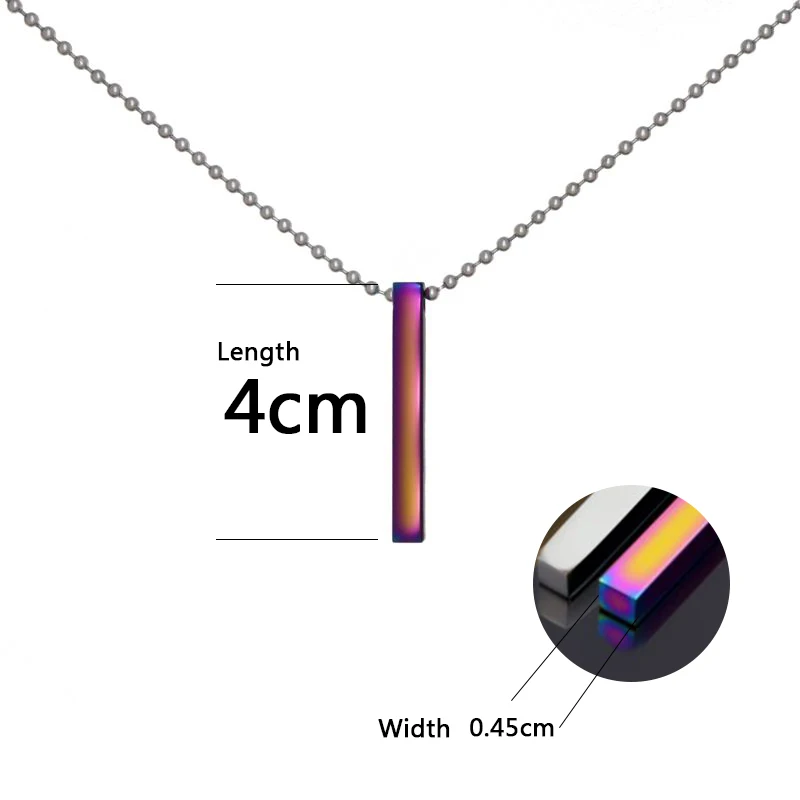 2019 Punk Hip Hop Black Silver Rose Gold Custom Square Long Stainless Steel Pendant Chain Necklace For Women Men Jewelry Gift | Украшения и