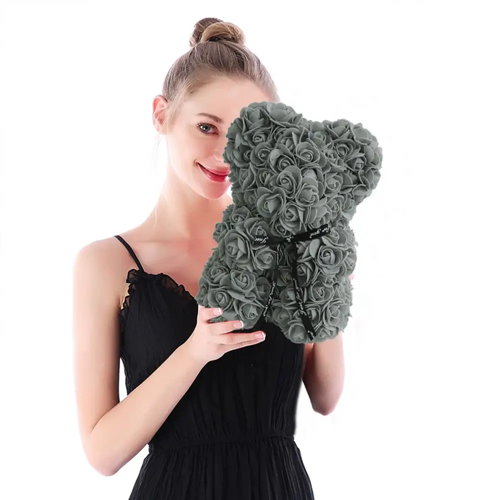 

Rose Flower Bear With Sterling Silver Necklace Kit Valentine's Gift Teddy Bear Gift for Girlfriend Birthday Wedding Mother's Day