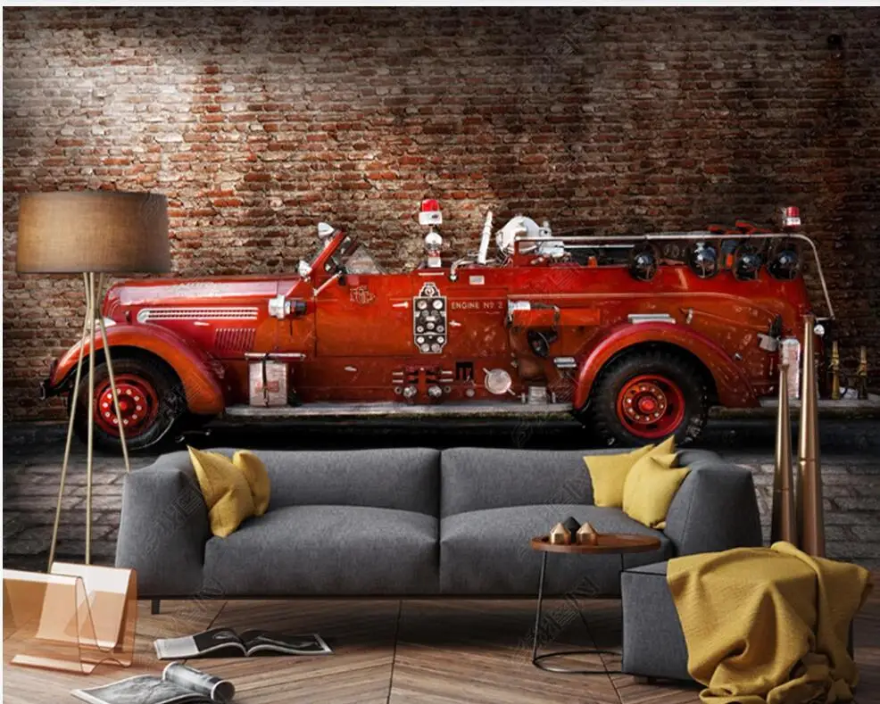 

3d wallpaper custom photo mural American industrial era retro red vintage car decoration bedroom Wallpaper for walls in rolls