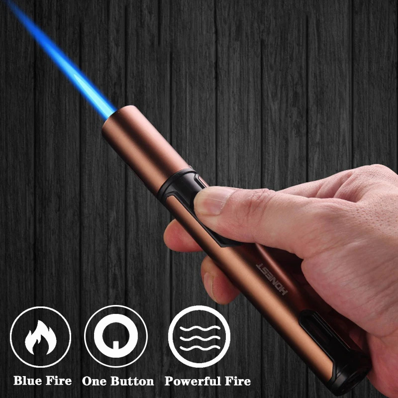 

Metal Torch Gas Lighters Windproof Lighter Portable Pen Spray Gun Cigar Butane Lighters Jet Lighter Kitchen Outdoor Blue Flame